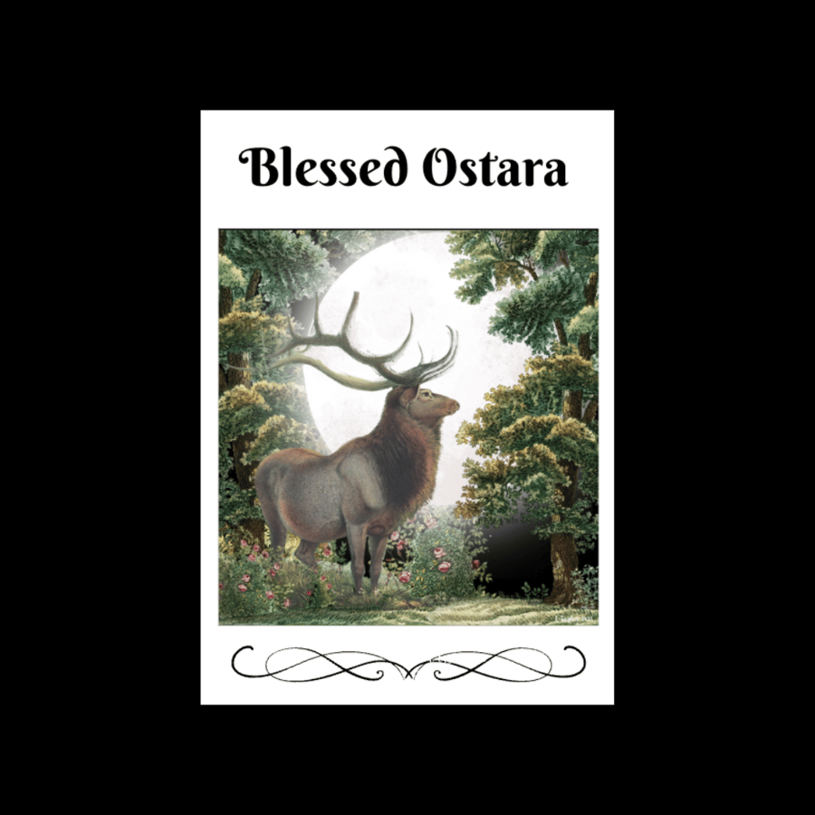 Blessed Ostara Card Moonlight Stag Personalised Seeded Option Wiccan Pagan