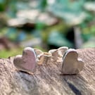 Silver heart stud earrings-handmade jewellery-thank you gift-birthday idea-love