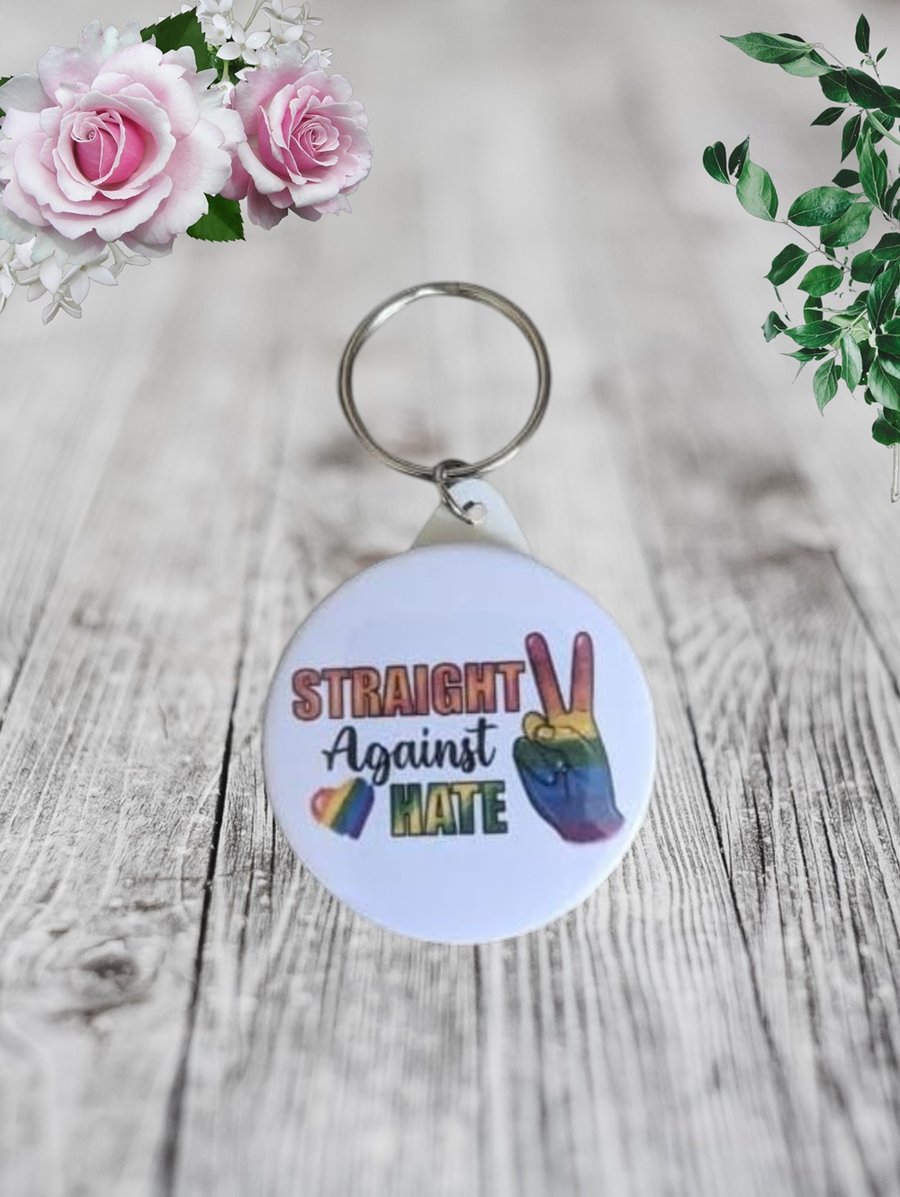 Pride Ally Keyring - Straight Against Hate