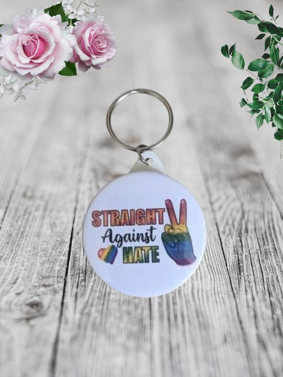 Pride Ally Keyring - Straight Against Hate