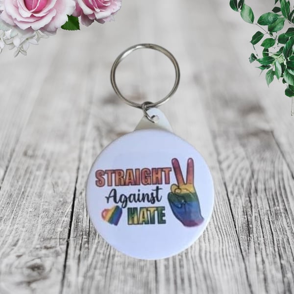Pride Ally Keyring - Straight Against Hate