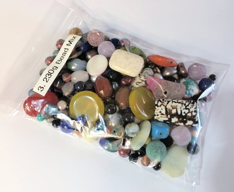 Mixed Gemstone Beads 230g Bag (Mix 3)