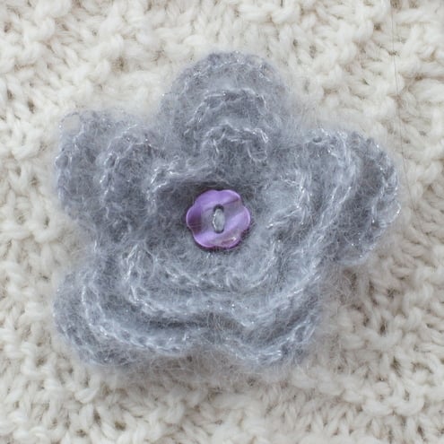 Knitted flower corsage