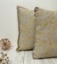 Hand Printed Organic Cotton Square Cushion - ASTA - Light Ochre Yellow - Image 3