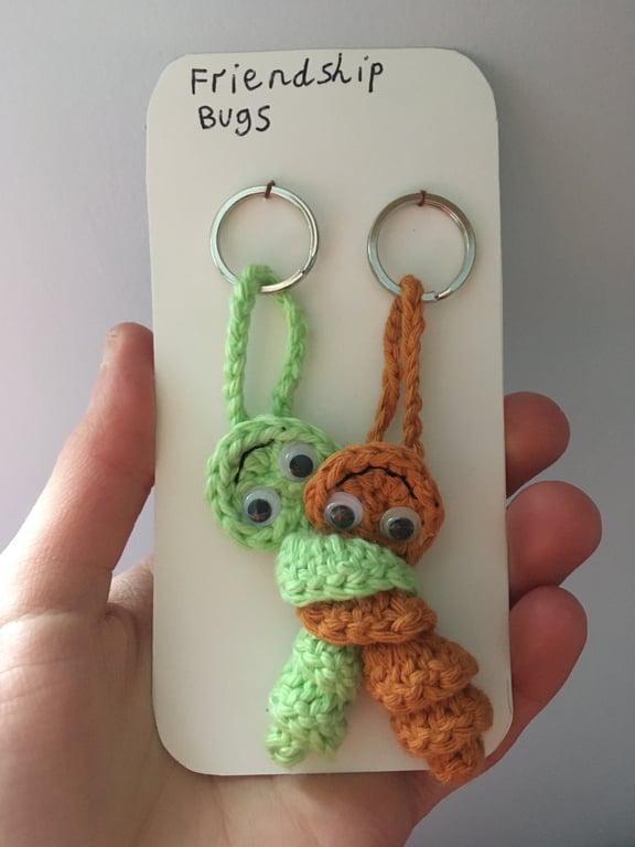 Crochet Worry Worm Friendship Bug Keyrings