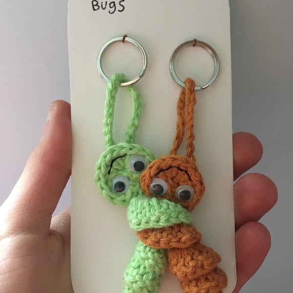 Crochet Worry Worm Friendship Bug Keyrings