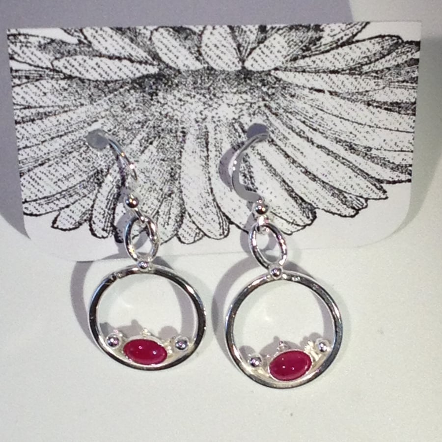 Ruby circle earrings