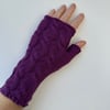 Fingerless gloves purple wrist warmers