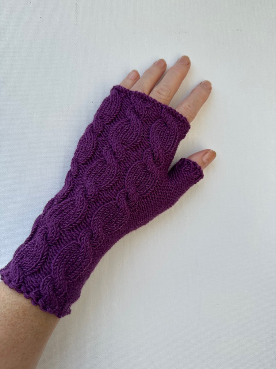 Fingerless gloves purple wrist warmers