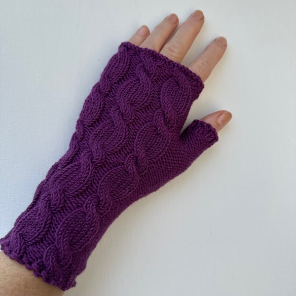 Fingerless gloves purple wrist warmers