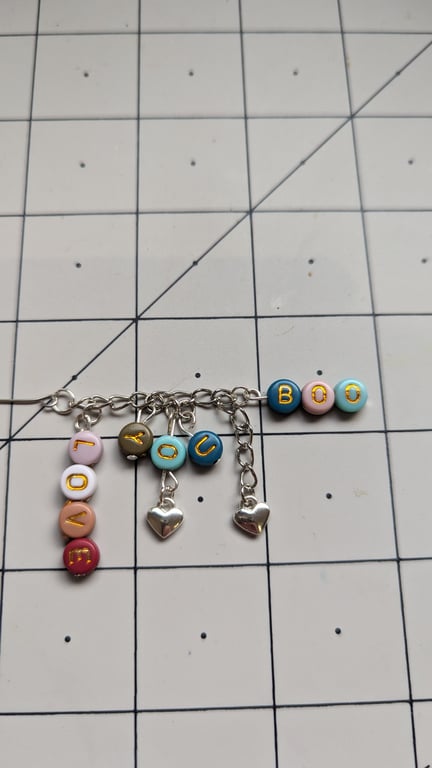 Glue Bottle Dangle Topper Stainless Steel Pin Jewellery 'Love you Boo'