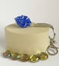 Handbag Charm, Egg Shaped Blue Crystal with a Chainmaille Chain and Keyring - Image 9