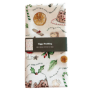 Festive Christmas Organic Cotton Tea Towel: 'Now bring us some figgy pudding'