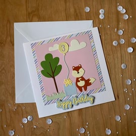 Handmade 3 year old Birthday Card