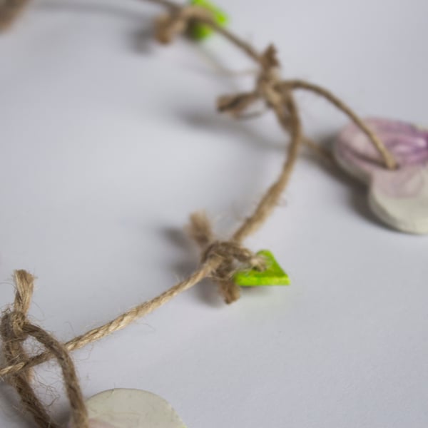 Hand made clay heart bunting