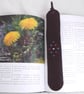 Floral Patterned Brown Leather Bookmark With Healing Crystals, White Quartz Cent - Image 2