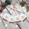 Snow Globe Shaped Christmas Gift Tags - set of 4 tags - Gingerbread House 