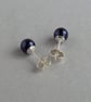 6mm Navy Pearl Stud Earrings - Small, Round, Dark Blue Studs - Jewellery Gifts - Image 2
