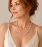 Purple and pink shell pearl rosary link necklace and earrings