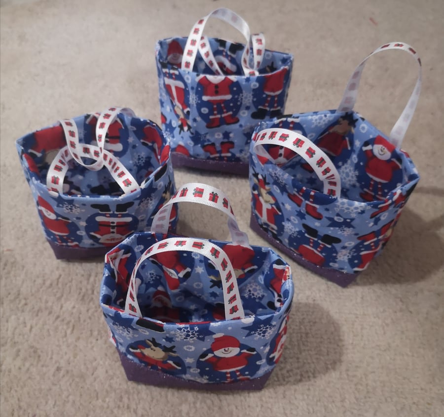 Set of 4 Christmas treat bags (blue-purple) 