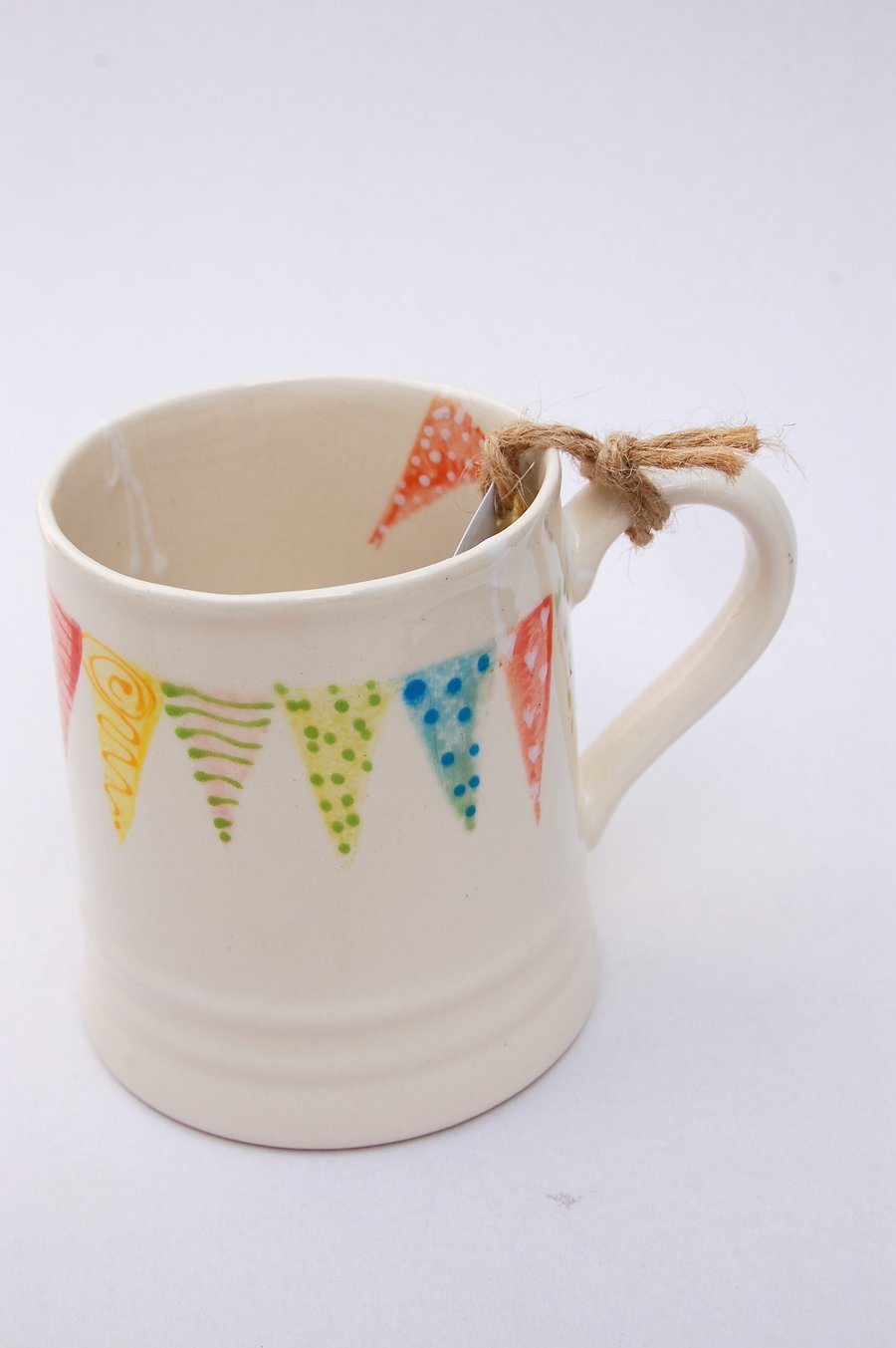 bunting mug, handpainted