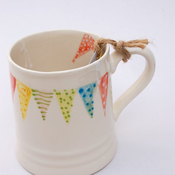 bunting mug, handpainted