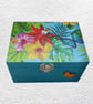 Tropical: Decorated Wooden Trinket Keepsake Box 16cm