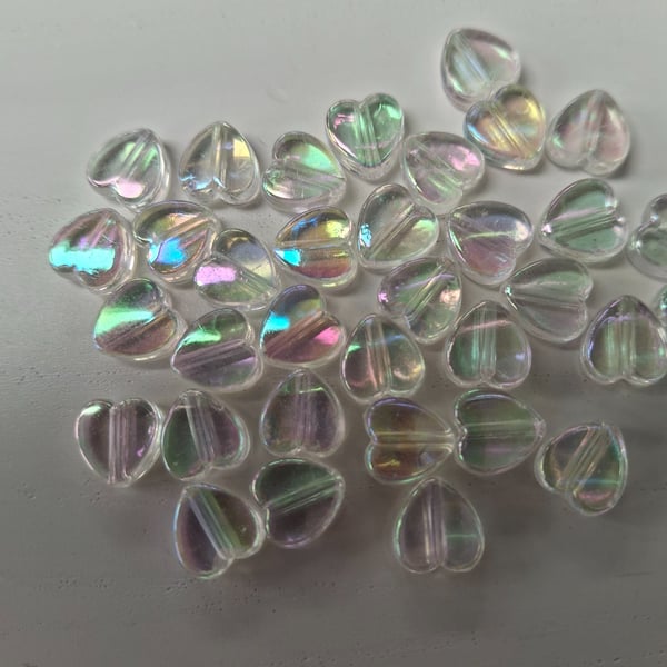 100 x Transparent Acrylic 10 x 8mm Heart Beads