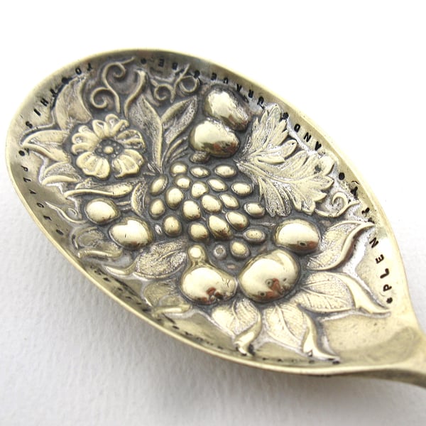 Plenty and Grace Spoon, Old Handstamped Victorian Berry Spoon