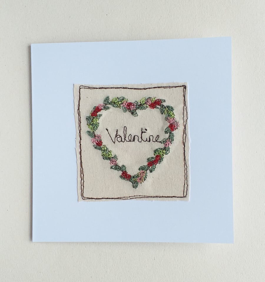 Embroidered Heart Valentine's Card