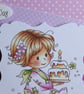 First Birthday Card - Little Girl With Cake - Image 2