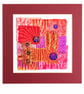 Abstract mixed media textile wall hanging, contemporary wall fabric decor