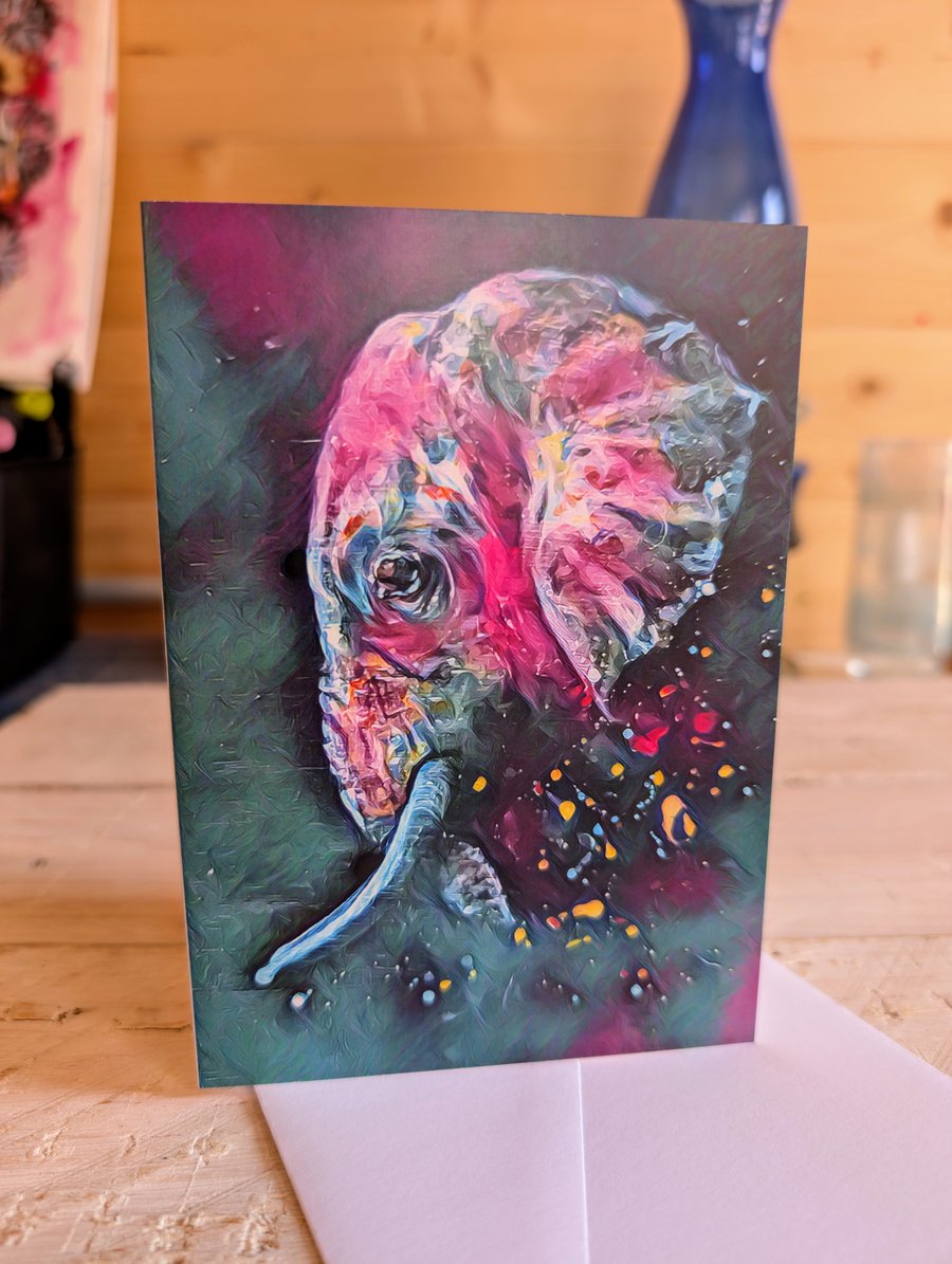 A6 Greeting Card (elephant from original artwork)