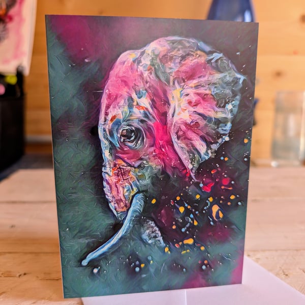 A6 Greeting Card (elephant from original artwork)