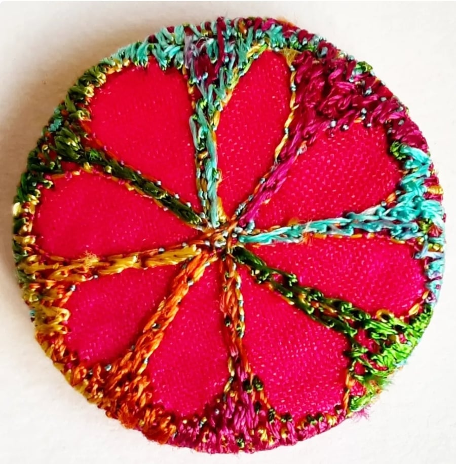 Buttons 1 inch button Hand Dyed Silks and Cottons Free Machine Embroidery Button