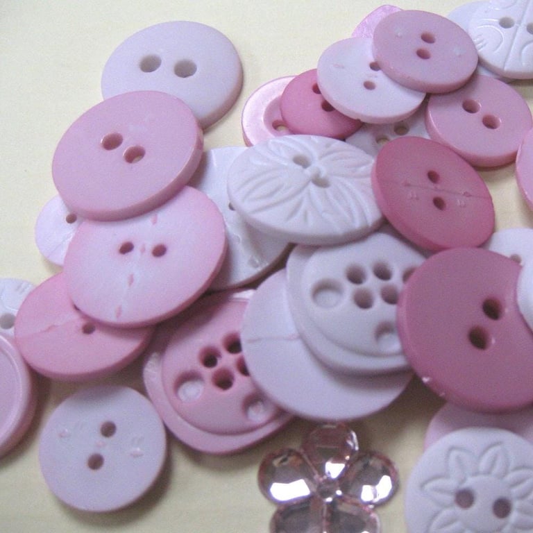 Pale Pink Craft Button Embellishment Mix, Color Me Pink