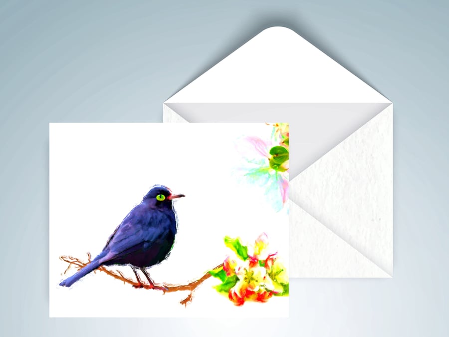 Blackbird Greeting, Birthday Card