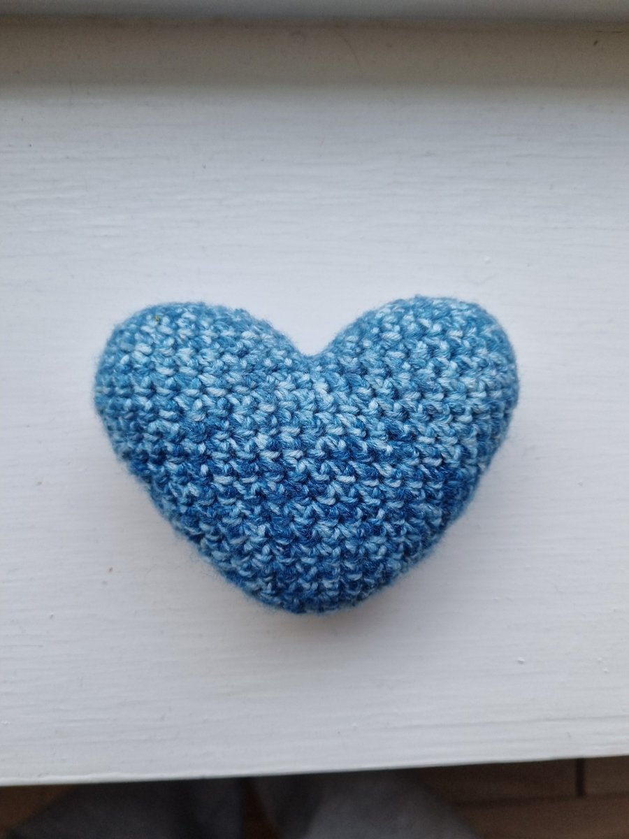 Handmade Crochet Blue Heart Plush