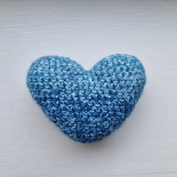 Handmade Crochet Blue Heart Plush