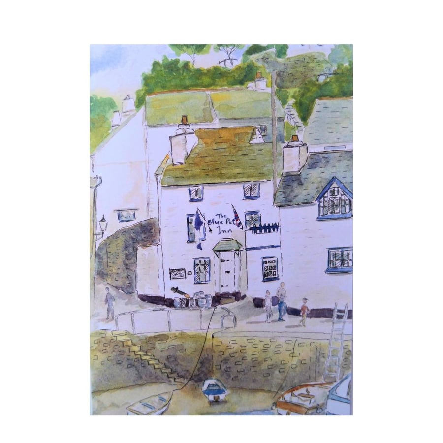 Blank greetings card A 5 Blue Peter pub Polperro Perfectly Imperfect