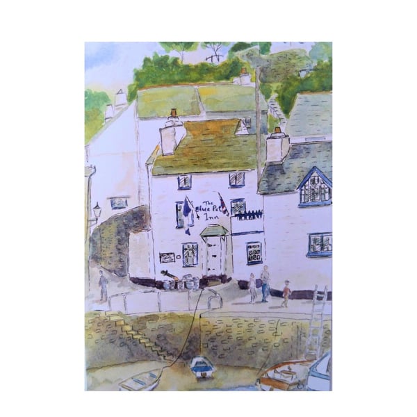 Blank greetings card A 5 Blue Peter pub Polperro Perfectly Imperfect