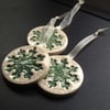 Set of 3 chunky crackled ceramic snowflake decorations