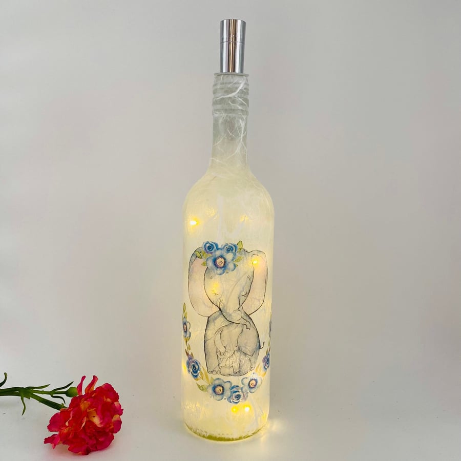 Adorable Blue Elephant Bottle light - Perfect Gift for Mom and Baby!