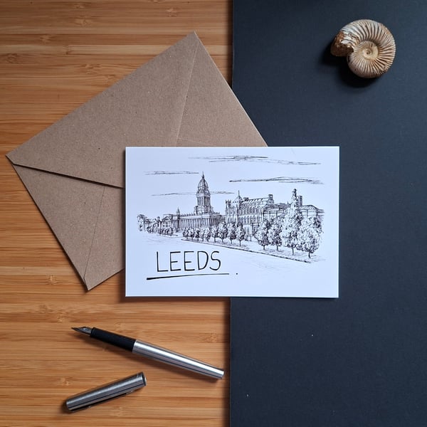 Leeds Skyline Greetings Card