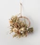Small neutral natural dried flower rattan wreath hoop hanging