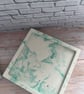 Set of 4 Square Cream & Green Marble Effect Coasters - Image 5