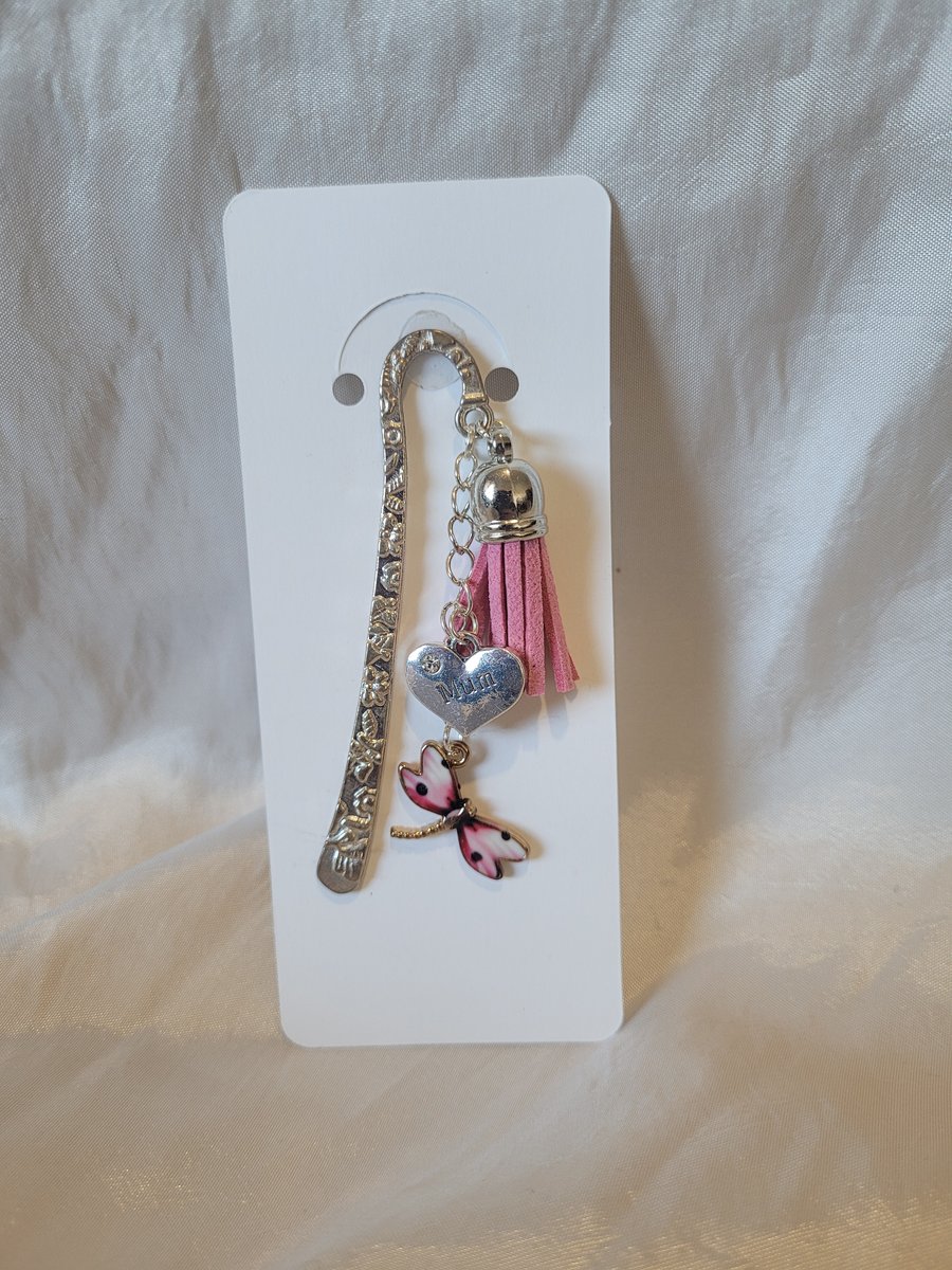 Mothers Day Metal Bookmark - Pink Dragonfly