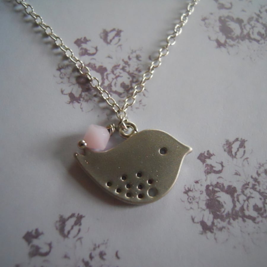  Silver birdie necklace