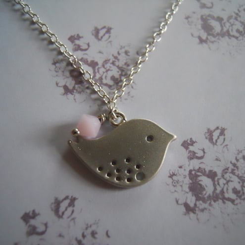  Silver birdie necklace