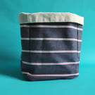Stripey denim storage basket